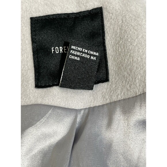 Forever21 Women Faux Fur-Trim Faux Suede Wrap Coat Sz M Grey - Picture 11 of 16